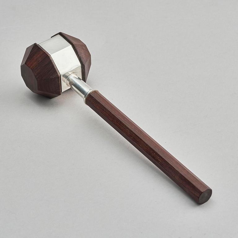 Firma Kultakeskus Oy, a silver and wood ceremonial mallet, Hämeenlinna, Finland 1978.