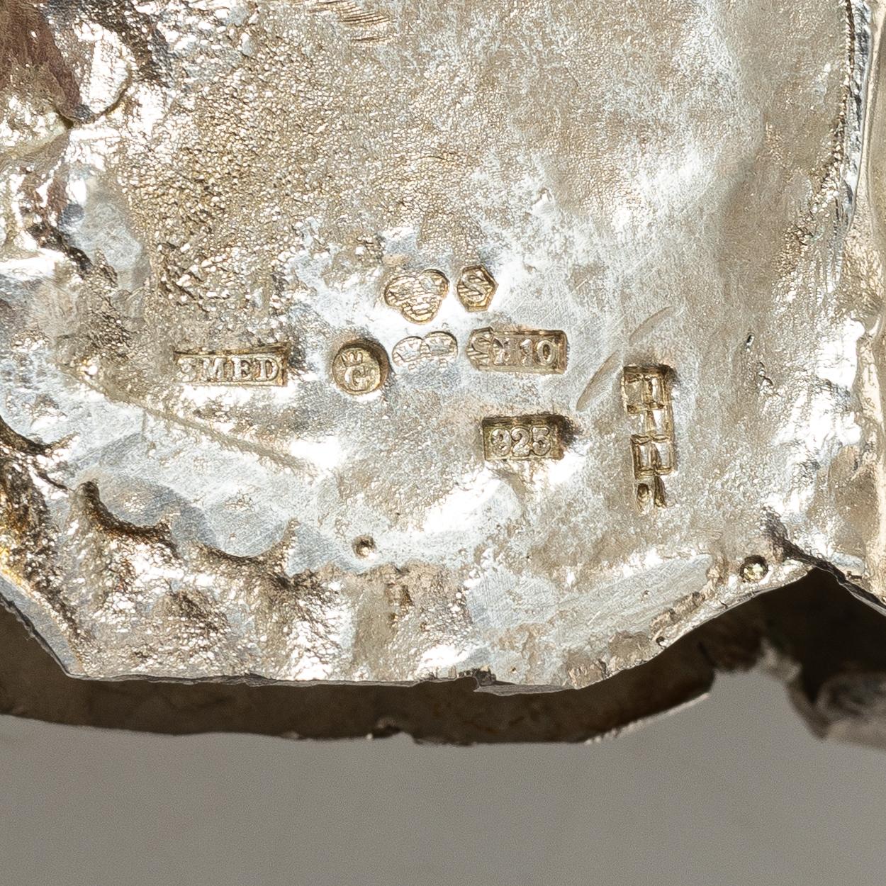 Lars Arby, skulpturer, 2 st, sterlingsilver, Göteborg 1982.