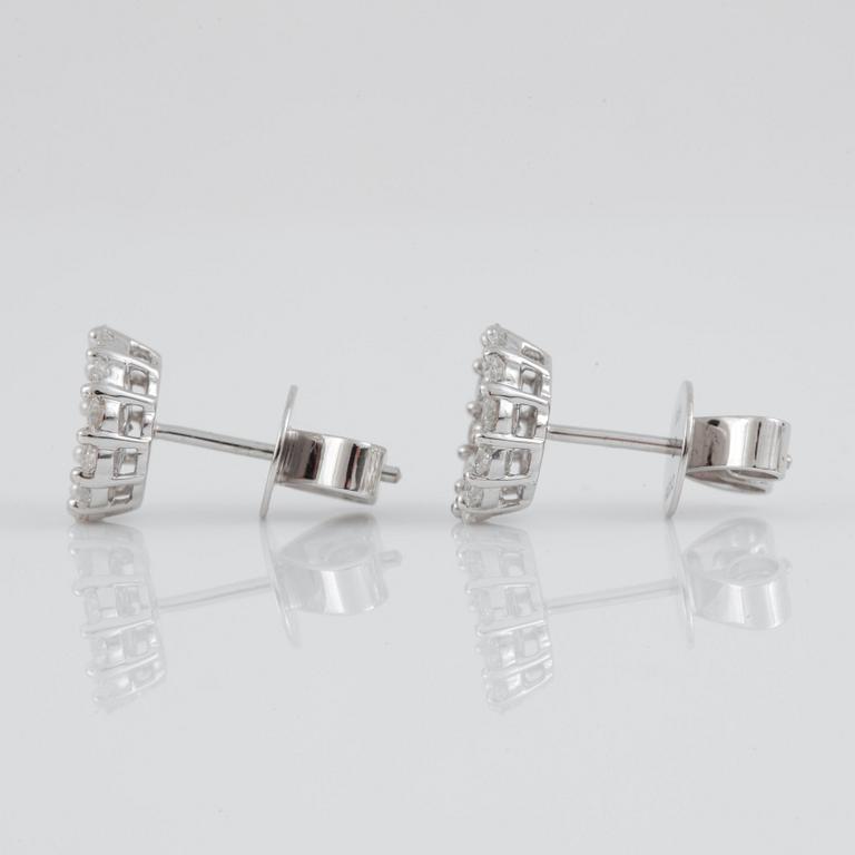 A pair of brilliant-cut diamond earrings. Pavé-set, totalt carat weight circa 1.28 cts.