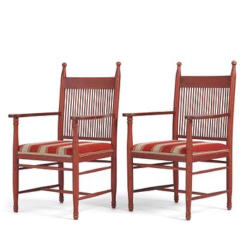 Carl Westman, a pair of chairs, 'Arbetarmöbeln', Sweden ca 1900.