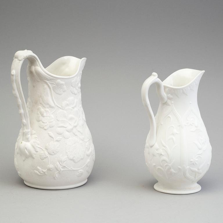 FIVE SIMILAR PARIAN JUGS, Gustafsberg, second half of the 19th century.