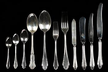 BESTICK, 116 st, silver. Modell "Haga", Sverige 1930-1950 tal. Vikt ca 3.200 g (inkl stålblad).