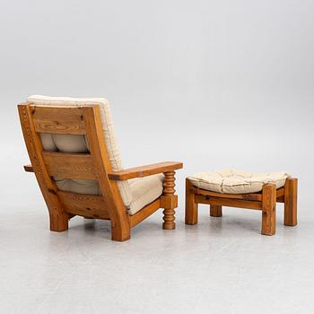 Armchair with footstool, Collden, model "Tälja", table from Sven Larssons möbelshop, 1960s-70s.