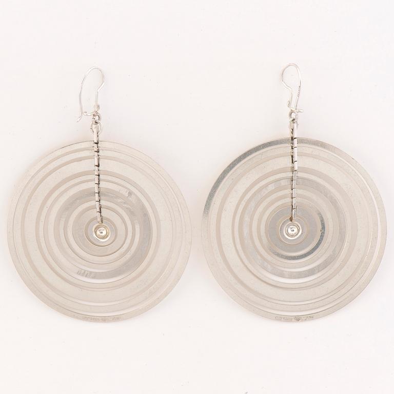 A PAIR OF TAPIO WIRKKALA EARRINGS, "Silver Moon", silver. kultakeskus 1972.