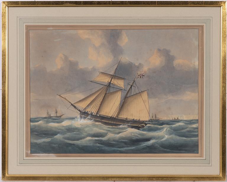 François Carlebur, Toppseglarskonaren "Amtia" vid Dover.