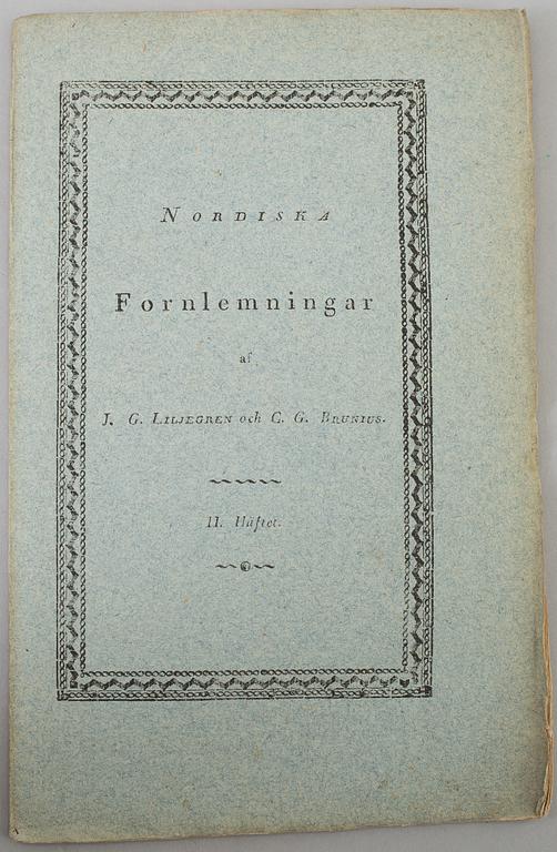 A book, J. G. Liljegren / C. G. Brunius: Nordiska fornlemningar. 1-2.