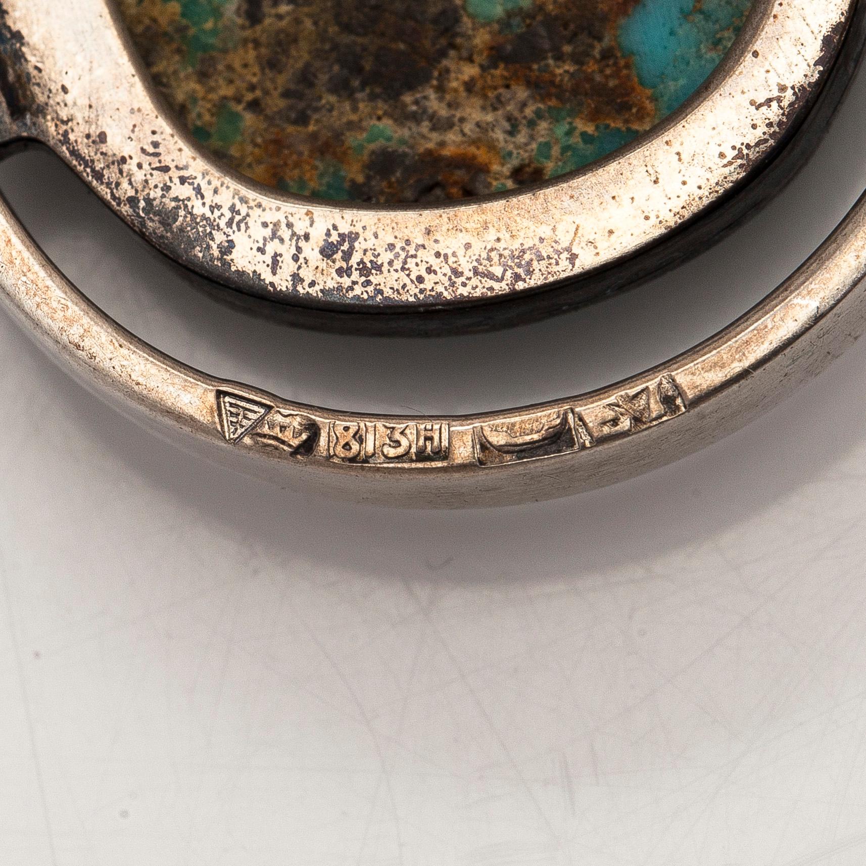 Bracelet, pendant and earrings, silver, turquoise, Tillander, Helsinki, 1950s.