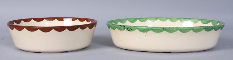 FORMAR, 2 st, flintgods, "Pyro" 1929-1955 (Grön 1934-1955), Wilhelm Kåge, Gustavsberg.