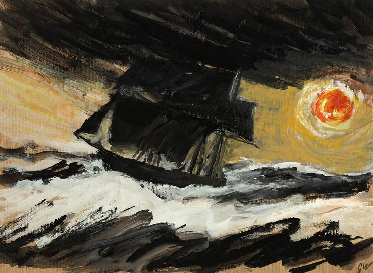 Gösta Werner, Ship at sunset.