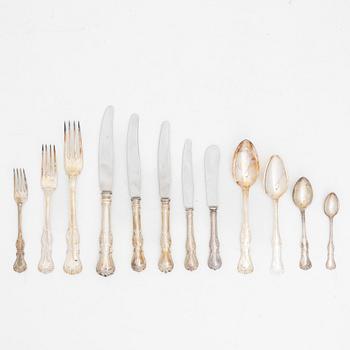 A 49-piece silver cutlery service, model 'Olga', GAB and CG Hallberg, Stockholm and Eskilstuna, 1959-76.