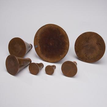 MÅLKÄRL, 7 st, koppar, svenska stämplar, 1900-tal.