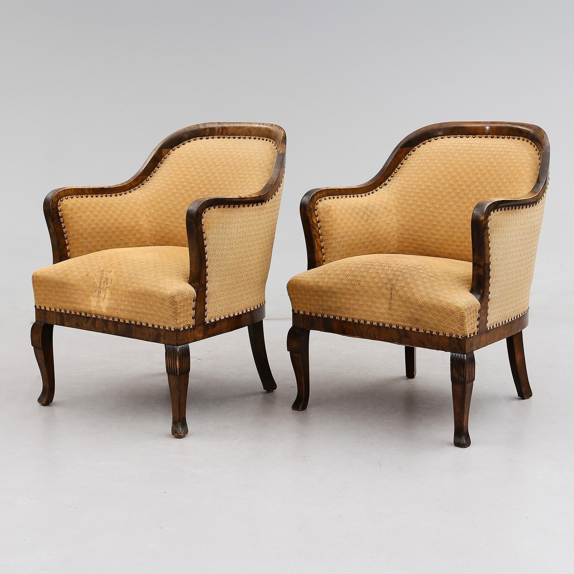 FÅTÖLJER, 1 par, 1900-talets första hälft.