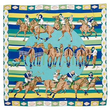 689. HERMÈS, a silk scarf, "Les poneys de polo".