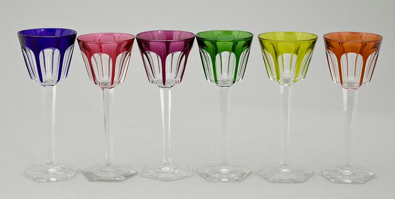 VINGLAS, 6 st, Baccarat, Frankrike, 1900-talets andra hälft.