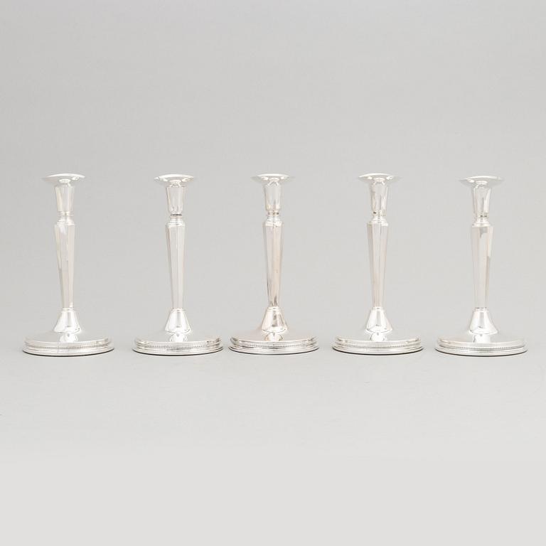 Erik Löfman, five silver candlesticks, MGAB, Uppsala 1958-62.