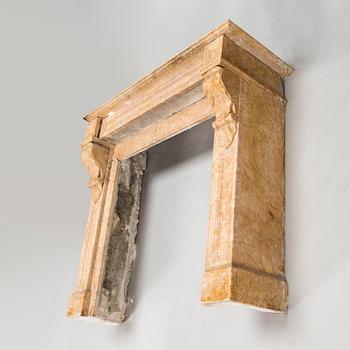 A French marble fireplace mantel, circa 1900.