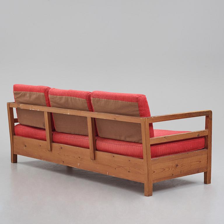 Axel Einar Hjorth, a stained pine sofa 'Sport', Nordiska Kompaniet Sweden, late 1930s.