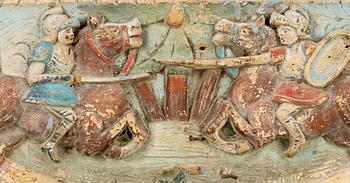 DEKORRELIEF TILL VAGN, trä, Sicilien, troligen 1700-tal.