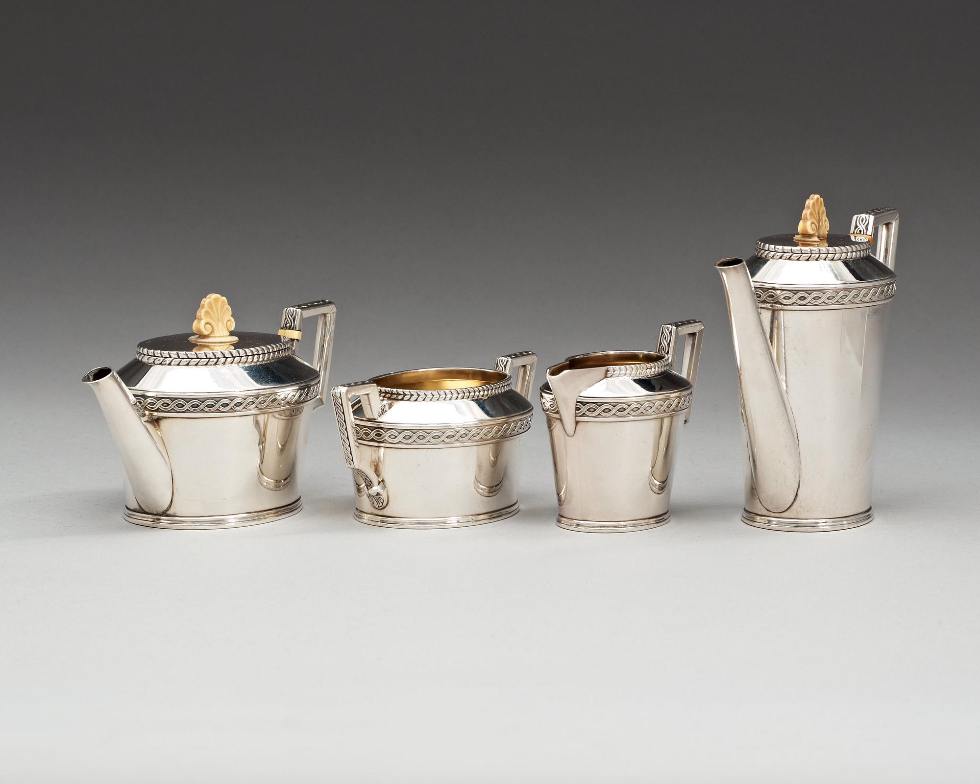A W.A. Bolin 4 pcs tea service, Stockholm 1918.