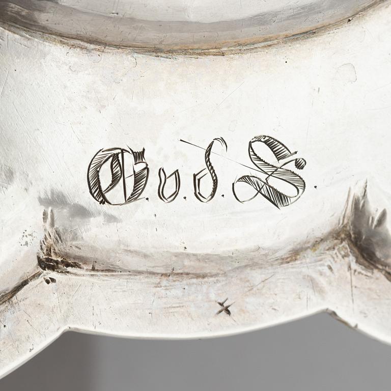 Jürgen Friedrich Sickman, fat, ett par, silver, Stockholm 1757. Rokoko.