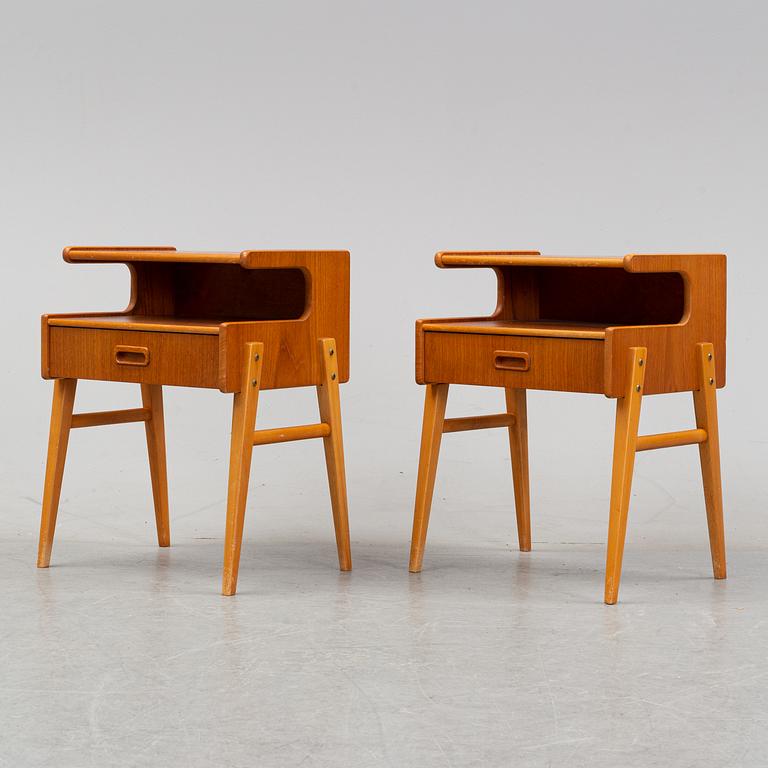 A pair of bedside tables, teak, 1950/60's.