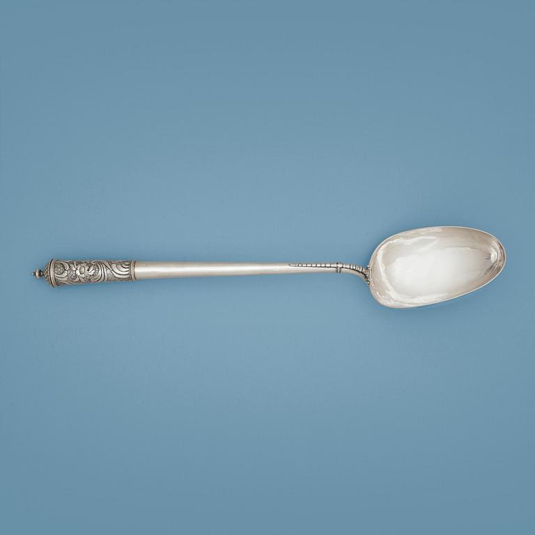 A Swedish 18th century silver serving-spoon, marks of Andreas Kinberg, Borås 1767.