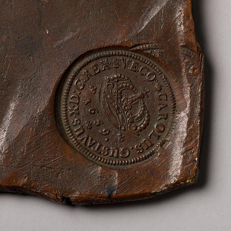PLATE MONEY, 8 daler SM 1659 (Karl X Gustav), Avesta.
