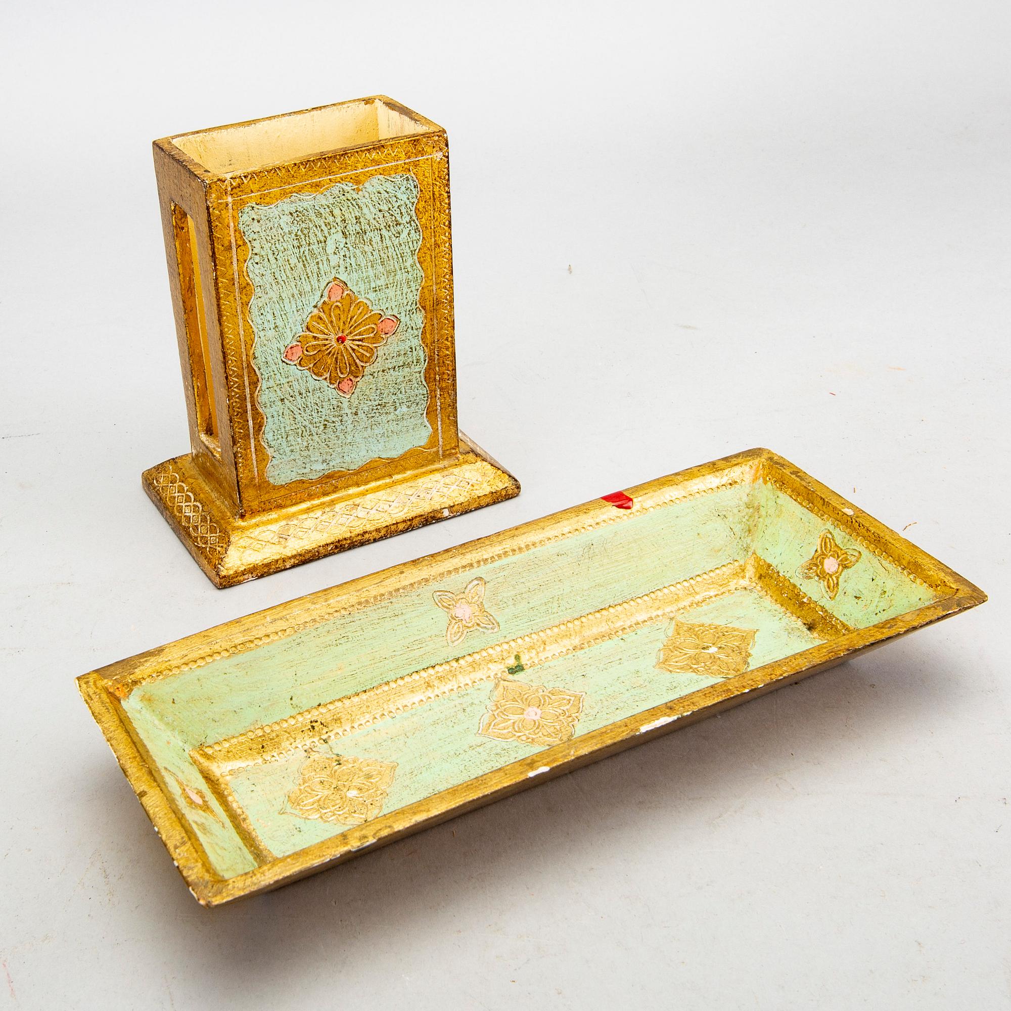 A set of eight mid 20th century wood items by Paoletti, Firenze Italy.