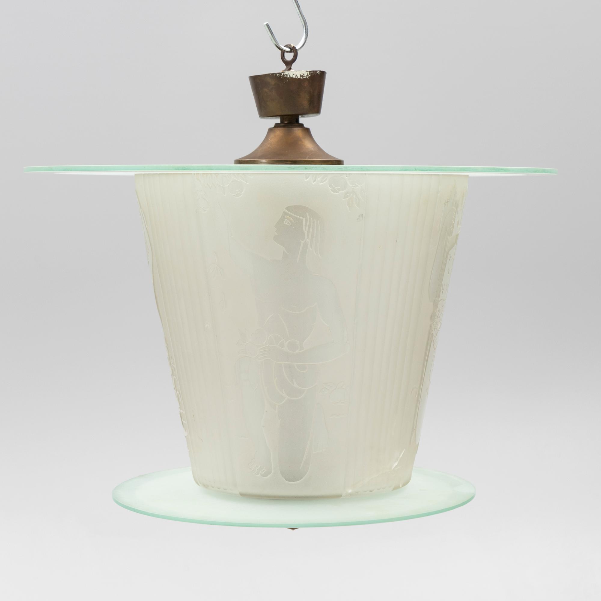 Harald Notini, a ceiling lamp model 10918, Arvid Böhlmarks Lampfabrik, Stockholm, 1930s.