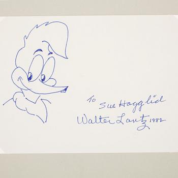 SAMLING AUTOGRAFER OCH TECKNINGAR AV SERIETECKNARE, 39 st, bla Walt Disney, Johnny Hart, Hank Ketcham, egenhändiga.