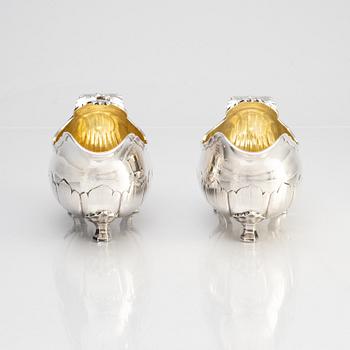 A pair of parcel gilt silver sauce boats, W.A. Bolin, Stockholm 1943.