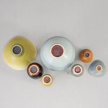 BERNDT FRIBERG, miniatyrvaser, 5 st och skålar, 2 st, Gustavsbergs studio.