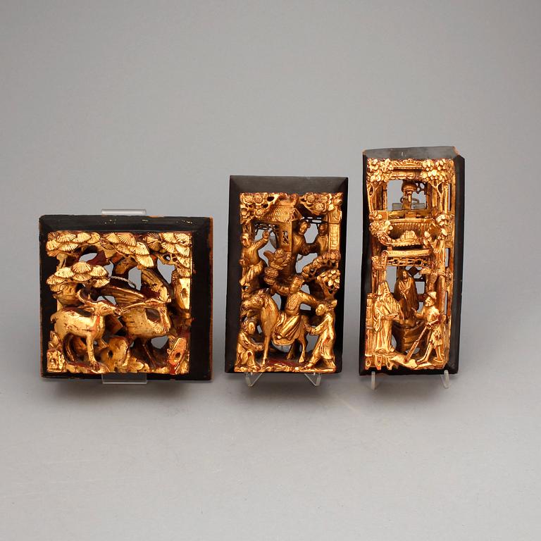 DEKORELEMENT, 3 delar, Kina, 1800/1900-tal.