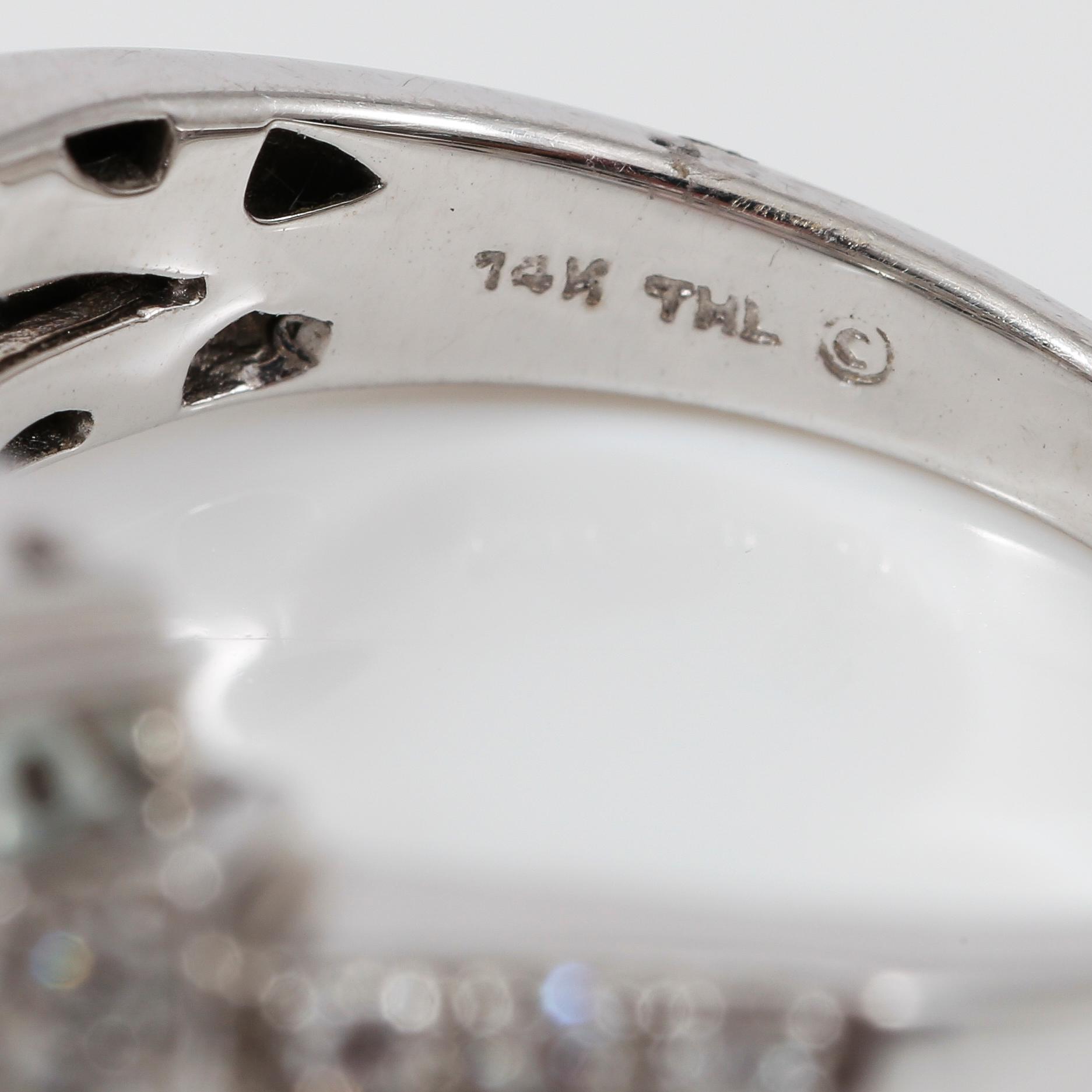 RING, akvamarin samt diamanter totalt ca 0,20 ct.