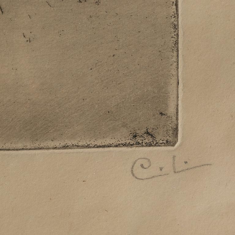 CARL LARSSON, etsning, signerad.