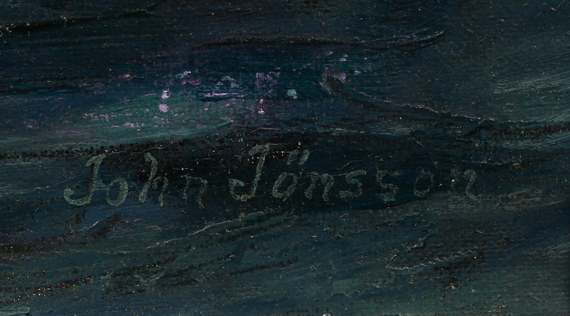 OKÄND KONSTNÄR, olja på duk, signerad John Jönsson, 1900-talets början.