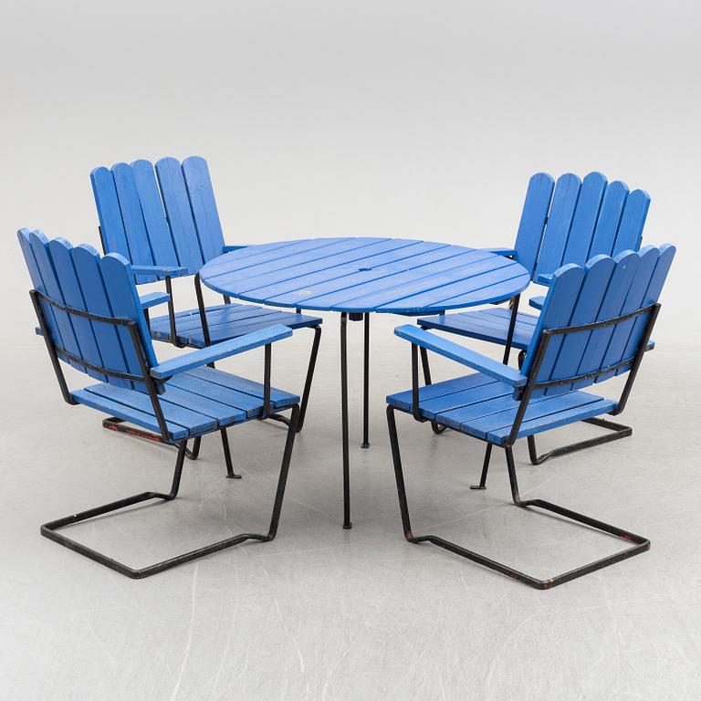 A five-piece garden furniture suite from Grythyttan, mid 20th Century.