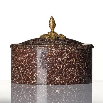 An Empire 'Blyberg' porhyry butter box from Älvdalen, Sweden, early 19th century.