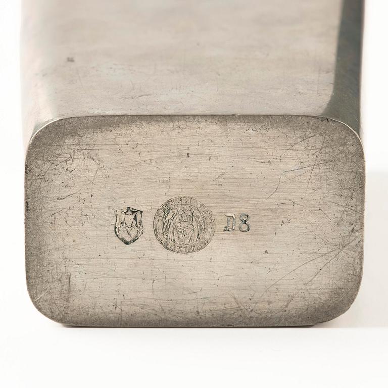 Firma Svenskt Tenn, a lapis lazuli lidded pewter jar, Stockholm, 1930.