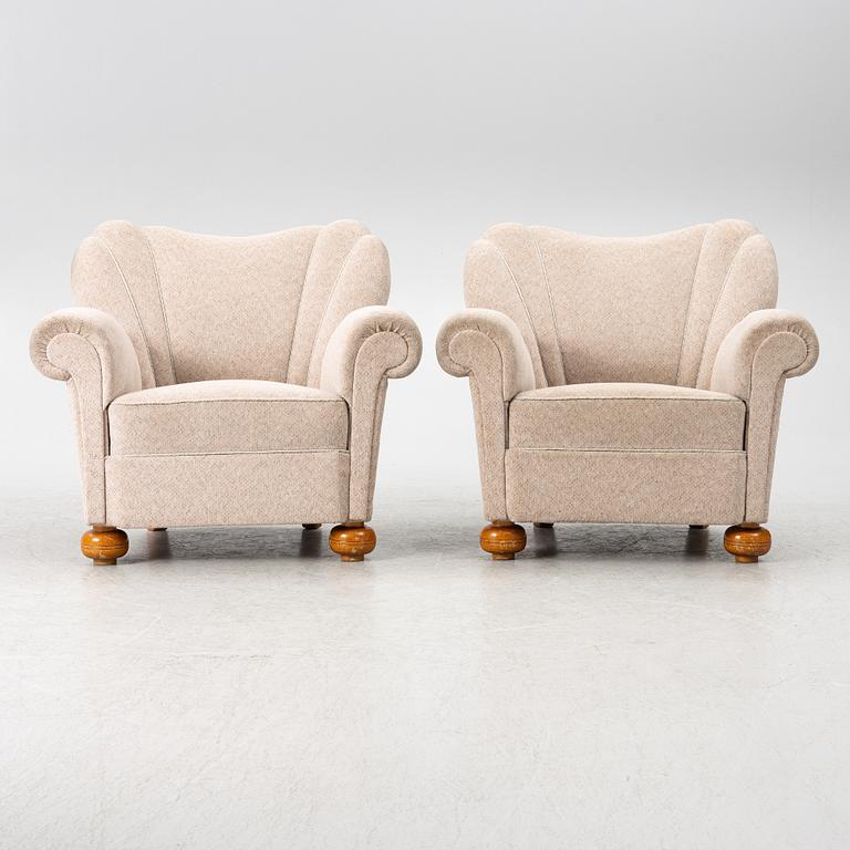A pair of Swedish modern armchairs, first half of the 20th century.