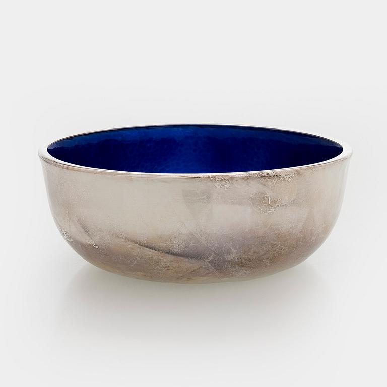 A set of three sterling silver and enamel bowls, maker's mark of A. Tillander, Turku 2005.