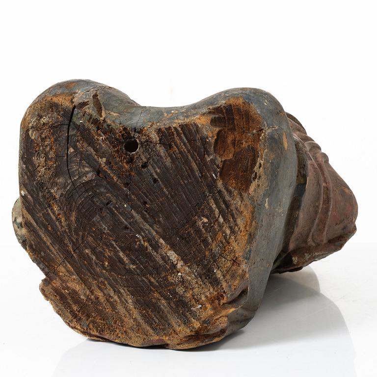 A Chinese sculpture of a louhan, 20th century.