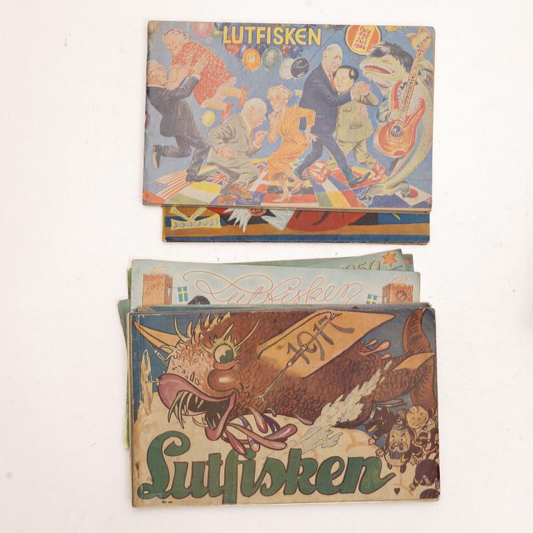 Serietidningar, 40 st, "Applåder & Visslingar", "Lutfisken" & "Kaspers Jul", 1917-1966.
