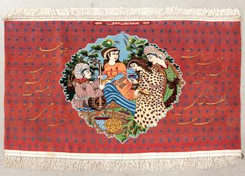 Matta Isfahan old signerad Omar Khayyam ca 78x146 cm.