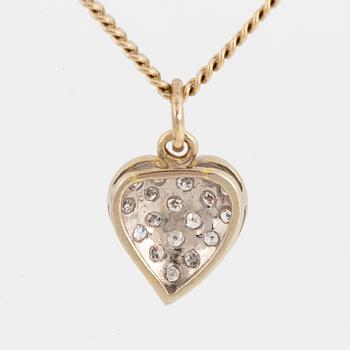 HÄNGE, hjärta vitguld med diamanter, med kedja.