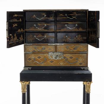 A maki-e cabinet on stand, Japan, 19th century.