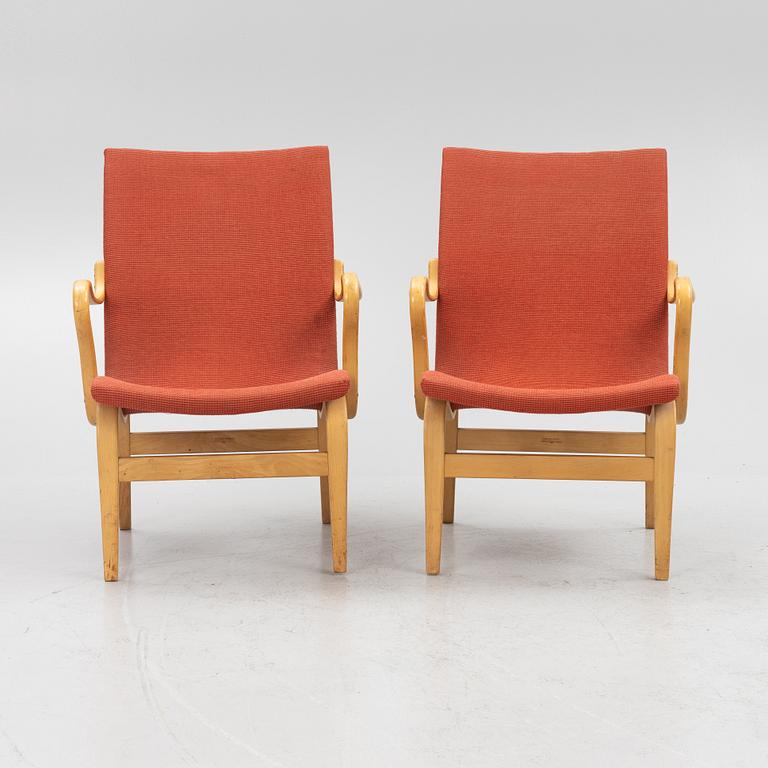 Bruno Mathsson, a pair of 'Eva' armchairs, Firma Karl Mathsson, Värnamo, 1964.