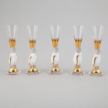 Gunnar Cyrén, five 'nobel' devils glasses/Minnes glasses, Orrefors.