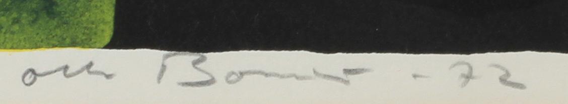 OLLE BONNIÉR, färglitografi, sign, dat -72 o numr HC 10/15.