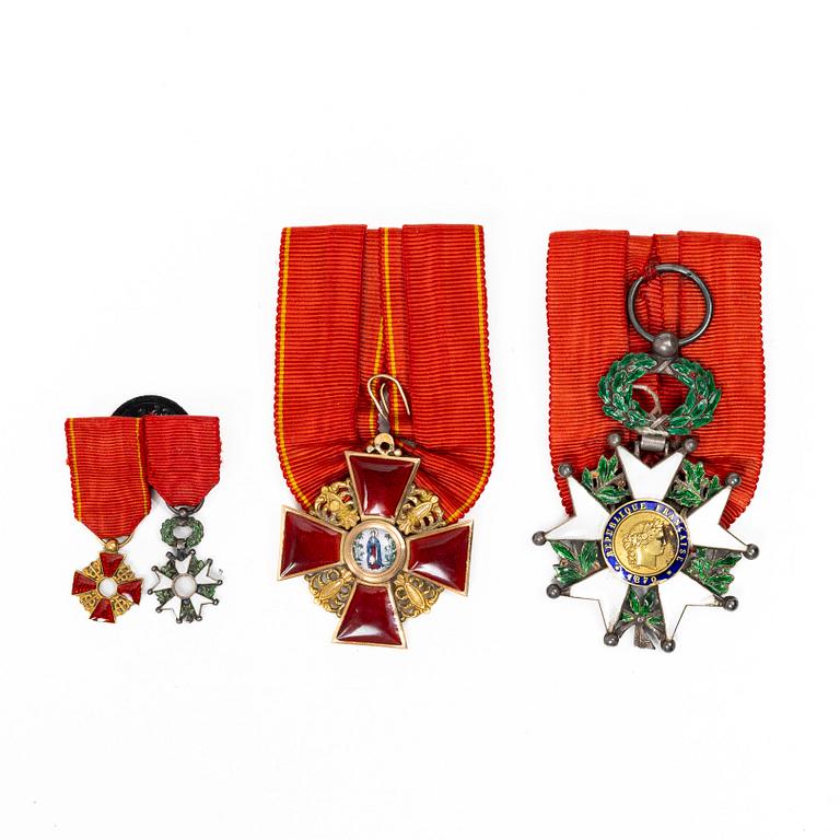 Order of St. Anna, Russia, 3rd class, Legion of Honour, France, Knight's cross.